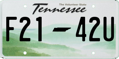 TN license plate F2142U