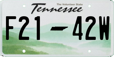 TN license plate F2142W
