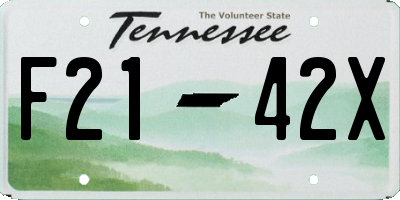 TN license plate F2142X