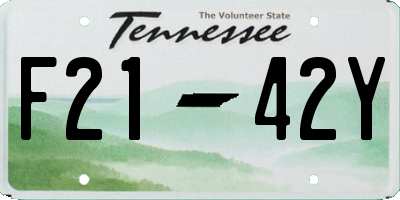 TN license plate F2142Y