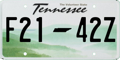 TN license plate F2142Z