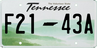 TN license plate F2143A