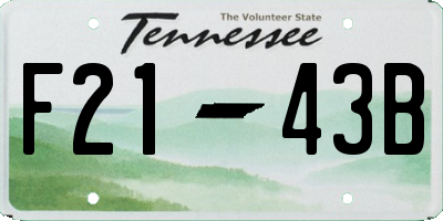 TN license plate F2143B