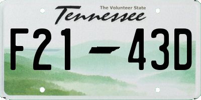TN license plate F2143D