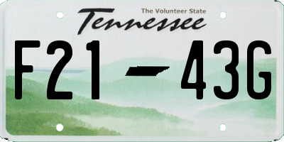 TN license plate F2143G