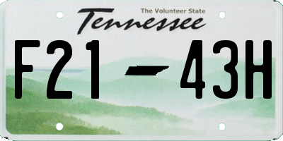 TN license plate F2143H