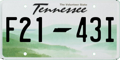 TN license plate F2143I