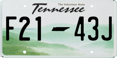 TN license plate F2143J