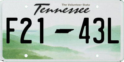 TN license plate F2143L