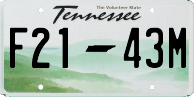 TN license plate F2143M