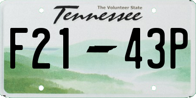 TN license plate F2143P