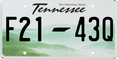 TN license plate F2143Q