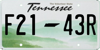 TN license plate F2143R