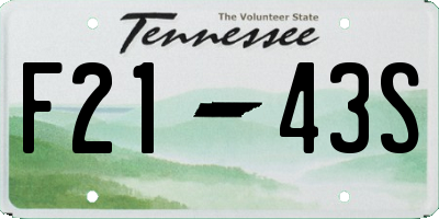 TN license plate F2143S