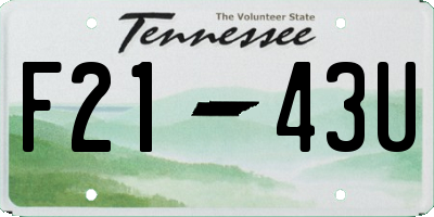 TN license plate F2143U