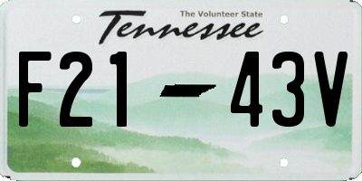 TN license plate F2143V