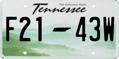 TN license plate F2143W