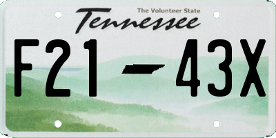 TN license plate F2143X