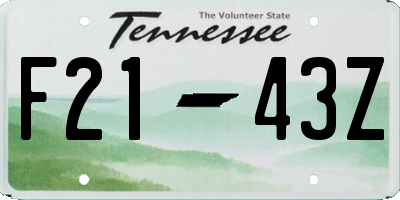 TN license plate F2143Z