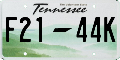 TN license plate F2144K