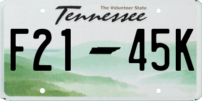 TN license plate F2145K