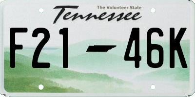 TN license plate F2146K