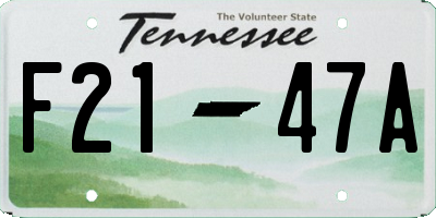 TN license plate F2147A