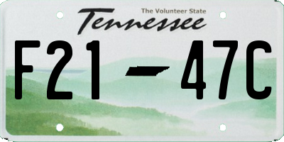 TN license plate F2147C