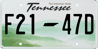 TN license plate F2147D