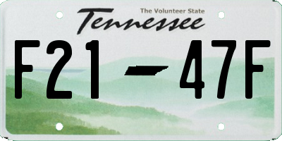 TN license plate F2147F