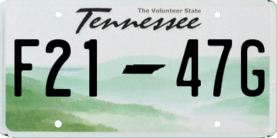 TN license plate F2147G