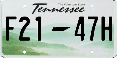 TN license plate F2147H