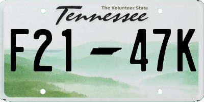 TN license plate F2147K