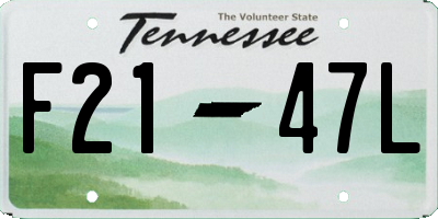 TN license plate F2147L