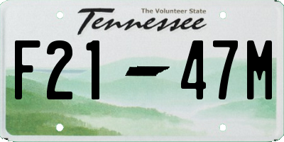 TN license plate F2147M