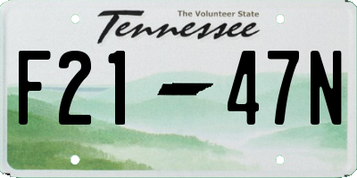 TN license plate F2147N