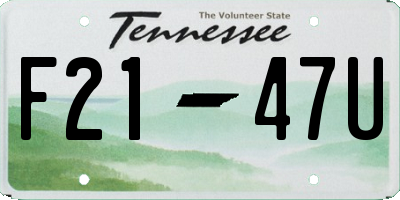 TN license plate F2147U