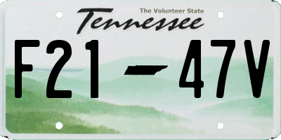 TN license plate F2147V