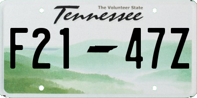 TN license plate F2147Z