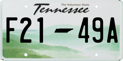 TN license plate F2149A