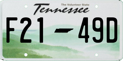 TN license plate F2149D