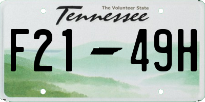TN license plate F2149H