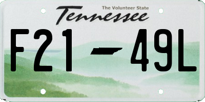 TN license plate F2149L