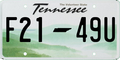 TN license plate F2149U