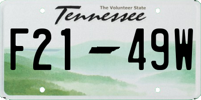 TN license plate F2149W