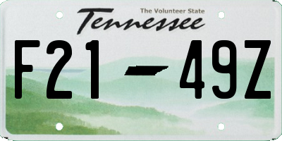 TN license plate F2149Z