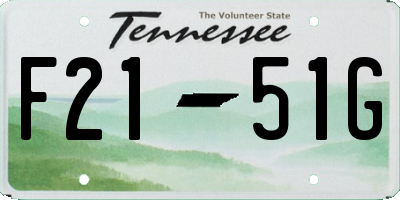 TN license plate F2151G