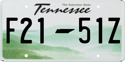 TN license plate F2151Z