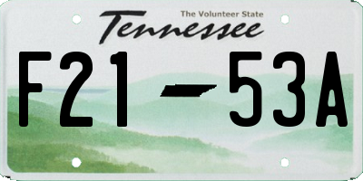 TN license plate F2153A