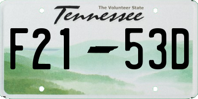 TN license plate F2153D